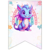 ピンクかわいい魔法のユニコーン恐竜の誕生日パーティー バンティングフラッグ (第1の旗)