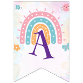 ピンクかわいい魔法のユニコーン恐竜の誕生日パーティー バンティングフラッグ (第3の旗)