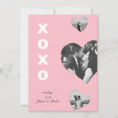 ピンクかわいい3枚の写真ハートバレンタインデーxoxo カード (正面)