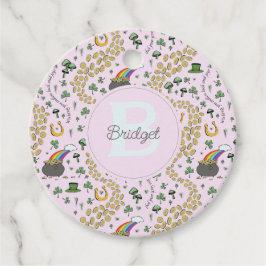 ピンクかわいいn'曲線シャムロックガールネームSt patricks フェイバータグ