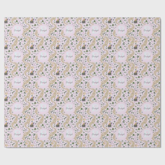 ピンクかわいいn'曲線シャムロックガールネームSt patricks ラッピングペーパー (フラット)