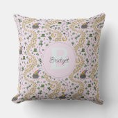 ピンクかわいいn'曲線シャムロックベビー名St patricks クッション (正面)
