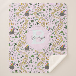 ピンクかわいいn'曲線シャムロックベビー名St patricks シェルパブランケット