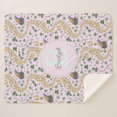 ピンクかわいいn'曲線シャムロックベビー名St patricks シェルパブランケット (正面(横))