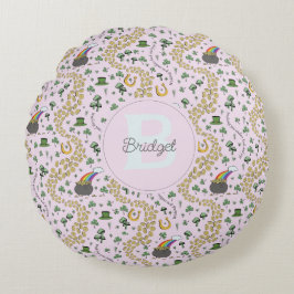 ピンクかわいいn'曲線シャムロックベビー名St patricks ラウンドクッション