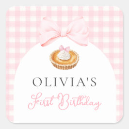 ピンクかわいこちゃんパイファースト誕生日 スクエアシール