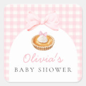 ピンクかわいこちゃんパイ赤ちゃんシャワー スクエアシール (正面)