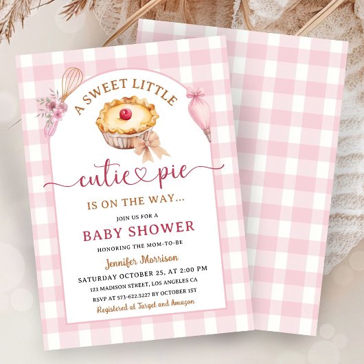 ピンクかわいこちゃんパイ赤ちゃんシャワー 招待状
