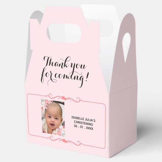 ピンクかわいらしありがとう来!《キリスト教》洗礼式や命名式 フェイバーボックス (オープン)