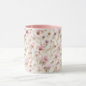 ピンクかわいらしお洒落と薄紫の3Dワイルドフラワー マグカップ (中央)