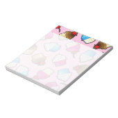 ピンクかわいらしかわいいカップケーキプリント ノートパッド (回転)