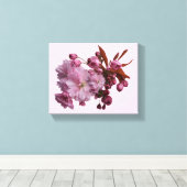 ピンクかわいらしさくらんぼの花シンプルの美しいフローラ キャンバスプリント (インサイチュ (ウッドフロア))