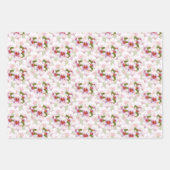 ピンクかわいらしさくらんぼの花水色 ラッピングペーパーシート (正面3)