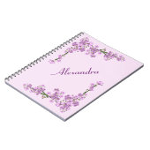 ピンクかわいらしさくらんぼの花 ノートブック (左側)