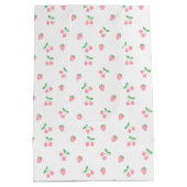 ピンクかわいらしさくらんぼイチゴ美意識パターン ミディアムペーパーバッグ (裏面)