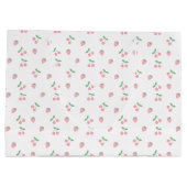 ピンクかわいらしさくらんぼイチゴ美意識パターン ラージペーパーバッグ (裏面)