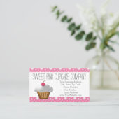 ピンクかわいらしさくらんぼカップケーキベーカリー 名刺 (スタンド正面)