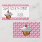 ピンクかわいらしさくらんぼカップケーキベーカリー 名刺 (正面/裏面)