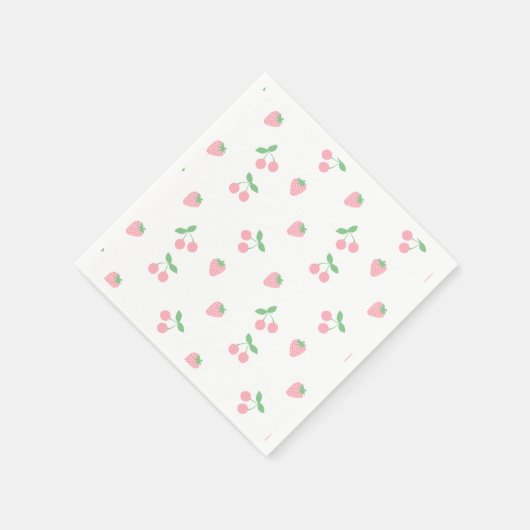 ピンクかわいらしさくらんぼストロベリーフルーツ春 スタンダードカクテルナプキン (角)