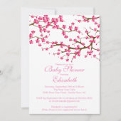 ピンクかわいらしさくらんぼフローラ赤ちゃんシャワー 招待状 (正面)