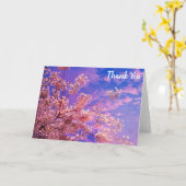 ピンクかわいらしさくらんぼブロッサムありがとう カード (黄色い花)