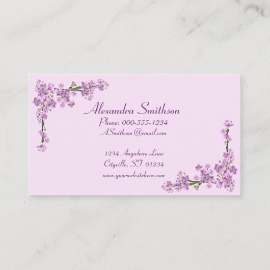 ピンクかわいらしさくらんぼ花咲き名刺 名刺 (裏面)