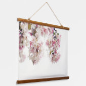 ピンクかわいらしさくらんぼ花木花 吊り下げ型タペストリー (傾斜あり)