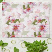 ピンクかわいらしさくらんぼ花水彩 キッチンタオル (折り畳み)