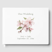 ピンクかわいらしさくらんぼ花結婚の花 ゲストブック (正面)