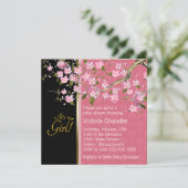 ピンクかわいらしさくらんぼ花赤ちゃんシャワー 招待状 (スタンド正面)