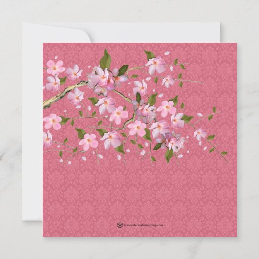 ピンクかわいらしさくらんぼ花赤ちゃんシャワー 招待状 (裏面)