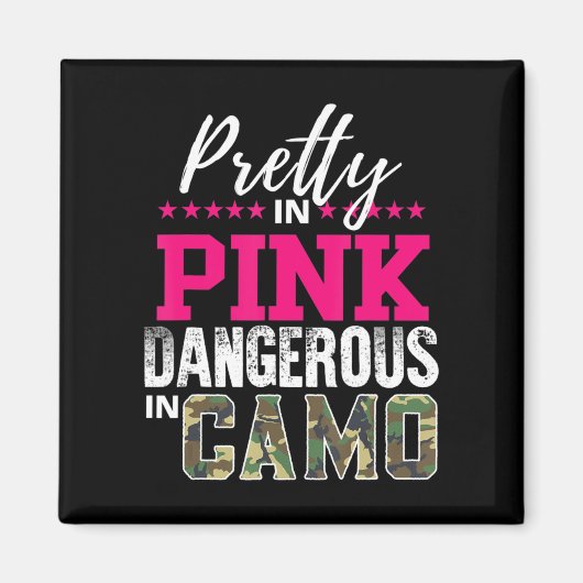 ピンクかわいらしで危険な迷彩柄狩り女の子 マグネット (正面)