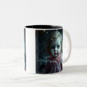 ピンクかわいらしで金髪の人形(1恋しく思月) ツートーンマグカップ (正面右)