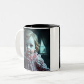 ピンクかわいらしで金髪の人形(1恋しく思月) ツートーンマグカップ (正面左)