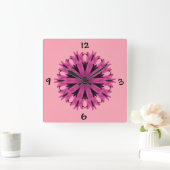 ピンクかわいらしで スクエア壁時計 (ホーム)