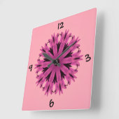ピンクかわいらしで スクエア壁時計 (傾斜)