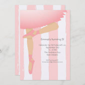 ピンクかわいらしで。チャイルドバレリーナ誕生日パーティー 招待状 (正面/裏面)