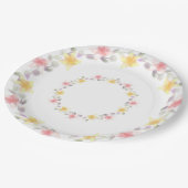 ピンクかわいらしとイエローリリーのフローラパーティー ペーパープレート (アングル)