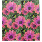 ピンクかわいらしとオレンジのデイジー シャワーカーテン (正面)