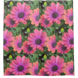 ピンクかわいらしとオレンジのデイジー シャワーカーテン