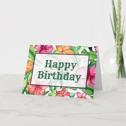 ピンクかわいらしとオレンジの熱帯花 カード (正面)