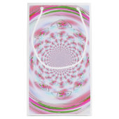 ピンクかわいらしとグリーンのフラクタルデザイン スモールペーパーバッグ (裏面)