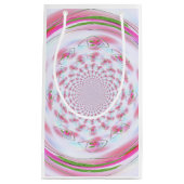 ピンクかわいらしとグリーンのフラクタルデザイン スモールペーパーバッグ (正面)