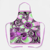 ピンクかわいらしとグリーンの色合いのフラクタルフローラ エプロン (正面)