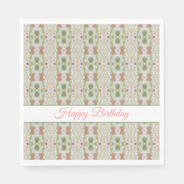 ピンクかわいらしとグリーン紙誕生日ナプキンス スタンダードランチョンナプキン