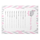 ピンクかわいらしとグレーの象ベビーの願い2 ノートパッド (正面)