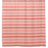 ピンクかわいらしとコーラルのストライプパターン シャワーカーテン (正面)