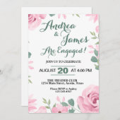 ピンクかわいらしとシーショムグリーン婚約パーティ 招待状 (正面/裏面)
