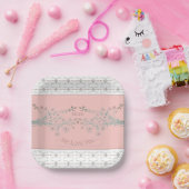 ピンクかわいらしとターコイズのフローラ広場 ペーパープレート (パーティー)