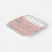 ピンクかわいらしとターコイズのフローラ広場 ペーパープレート (傾斜あり)